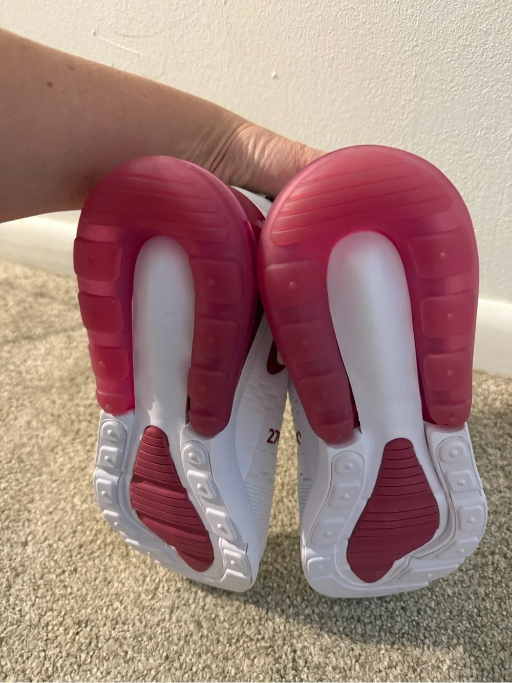 Nike Kids' Air Max 270 White and Pink Casual Shoes